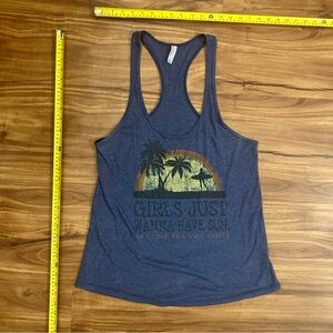 Blue California Sunny Beach Surfer Tropical Racerback Tank Top